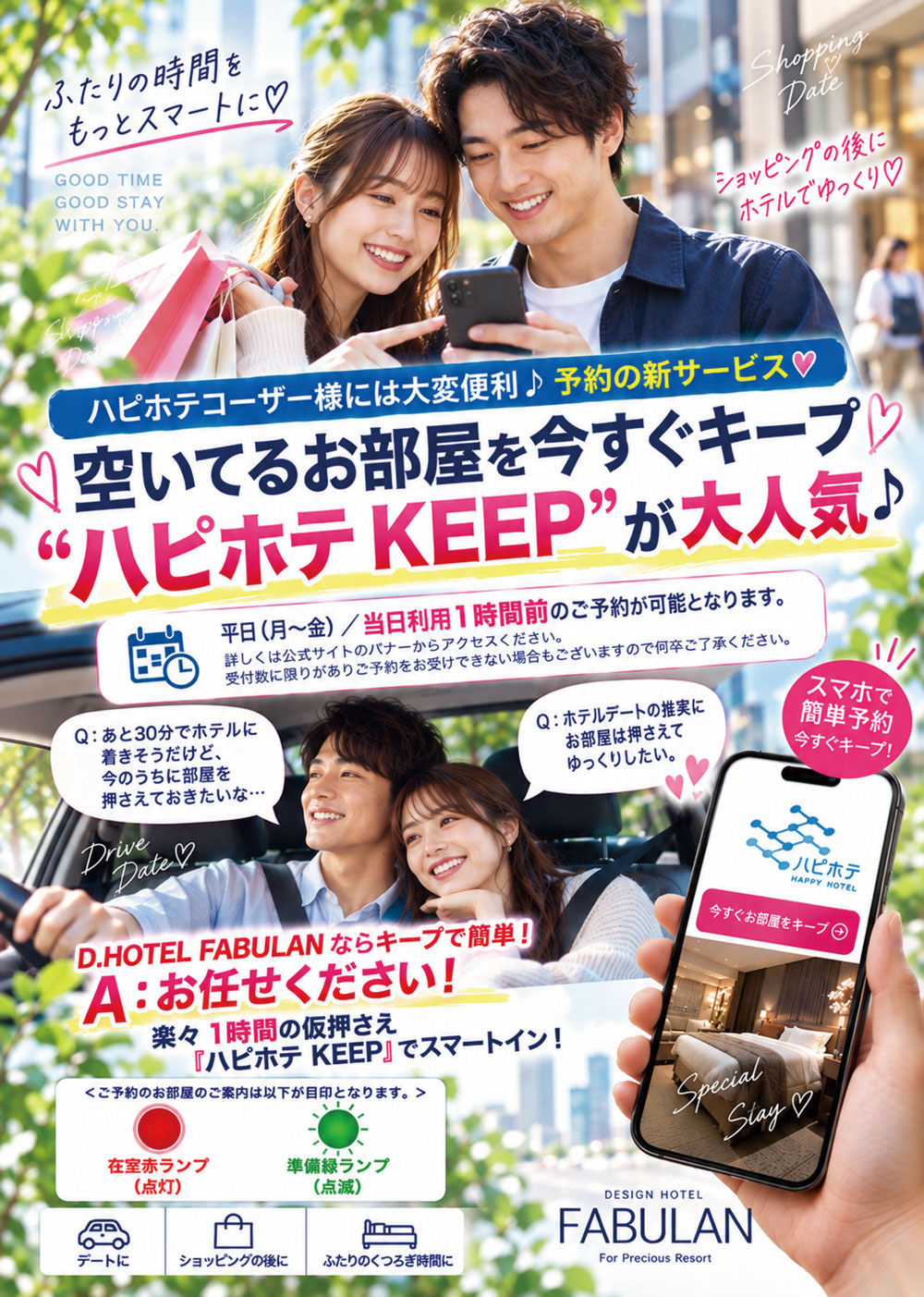 ハピホテキープ1時間前からお部屋お取り置きOKキャンペーンが継続中♪