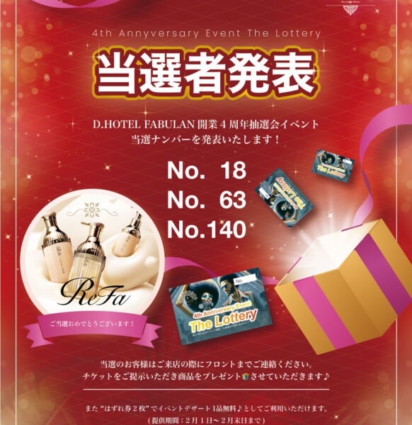 4th Annyversary Event The Lottery 当選者発表！